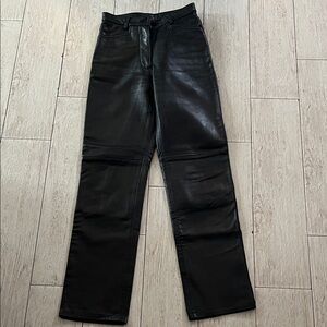 bebe Black Leather Straight Leg Pants